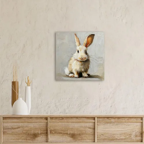 Miniatura 4 de Lienzo enmarcado vintage para pared, diseño de conejo, conejo, póster para decoración del hogar y Pascua, 13.5 x 13.5 pulgadas Granero rústico