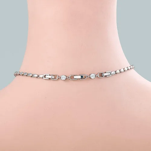 Miniatura 5 de Juego de 3 broches de extensión plegables de diamantes de imitación chapados en oro blanco para hacer pulseras, collares y joyas (tono oro blanco)