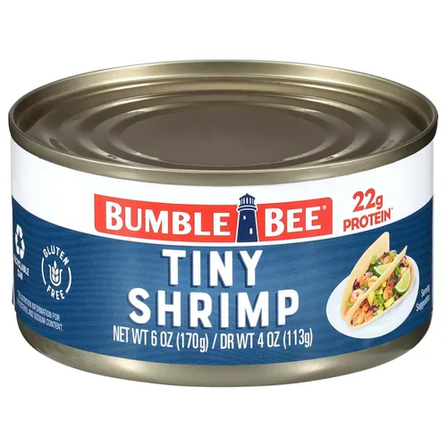 Miniatura 11 de Bumble Bee Camarones enlatados medianos, lata de 6 onzas, camarones en agua, cocidos, pelados, desvenados, 0.78 oz de proteína por porción, sin
