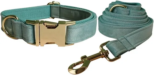 Miniatura 9 de Love Dream Juego de collar y correa de terciopelo para perro, suave y cómodo, correa ajustable y collar con hebilla de metal resistente para perros