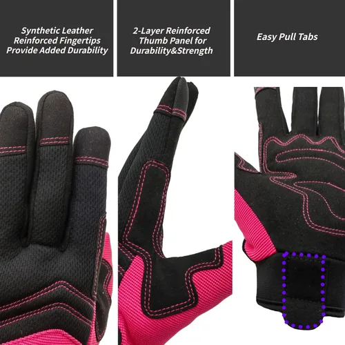 Miniatura 4 de Guantes de trabajo de seguridad para hombres y mujeres, guantes de trabajo utilitarios, guantes de mecánico, guantes de trabajo de patio, ajuste