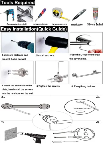 Miniatura 9 de Toallero de baño ajustable negro mate de 16 a 27.6 pulgadas, toallero individual de acero inoxidable 304, soporte para toallas montado en la pared