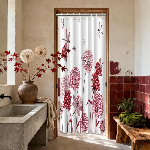 Miniatura 56 de Cortina de ducha floral para primavera y verano, flores silvestres, flores y mariposas, decoración de baño, tela impermeable con ganchos, 70