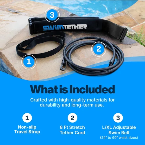 Miniatura 3 de Swim Tether Cinturón de viaje para natación estacionaria en piscinas y spas de natación