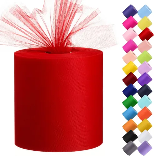 Miniatura 6 de Rollo de tela de tul, 6 pulgadas por 200 yardas (600 pies), carrete de tela de organza de tul para bricolaje, falda tutú, decoración de baby shower