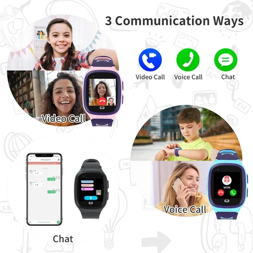Miniatura 5 de Tixpc Reloj inteligente 4G para niños con rastreador GPS, ubicación, videollamada, teléfono celular, llamadas SOS, chat de voz, pantalla táctil
