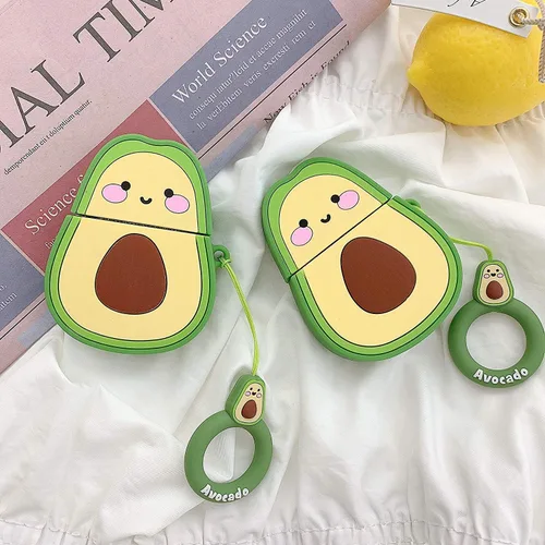 Miniatura 4 de Funda compatible con Airpods 1/2, diseño de personajes de dibujos animados de silicona, diseño de Airpod de frutas, diseño de llavero divertido