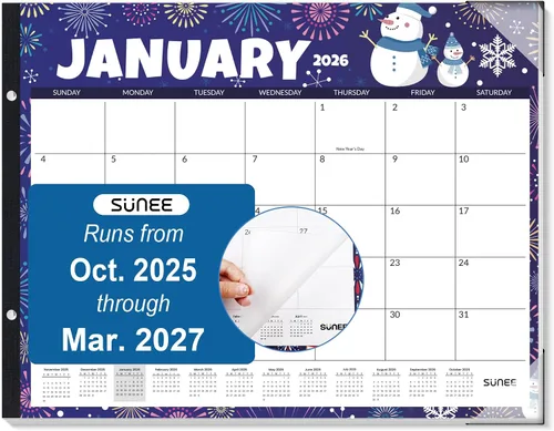 Miniatura 13 de SUNEE Calendario de escritorio 2026, 3 paquetes, calendario de 18 meses, octubre de 2025 a marzo de 2027, calendario de escritorio de 17 x 12