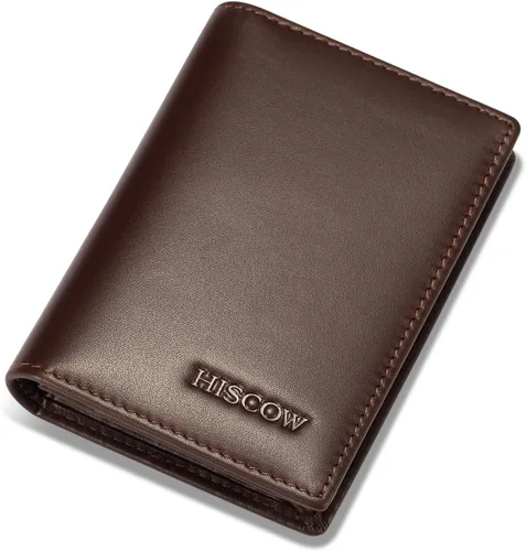 Miniatura 3 de Funda de piel para tarjetas de visita para hombres y mujeres, piel de becerro italiana Café