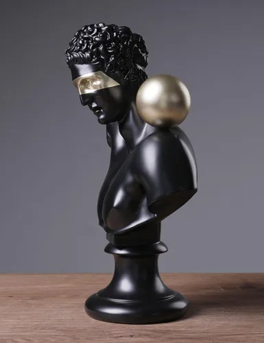 Miniatura 7 de Estatua griega de busto abstracta, escultura moderna, regalo para el hogar, centro de mesa para estantería, escritorio, oficina, negro, 13.8 pulgadas