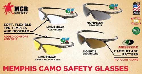 Miniatura 6 de MCR Safety Memphis Series MOMP112AF - Lentes de seguridad, protección ocular, marco de roble musgoso, lente antiniebla UV gris