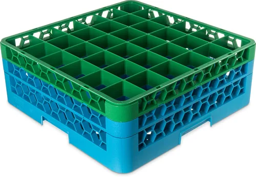 Miniatura 56 de Carlisle FoodService Products RG9-214 OptiClean Estante de vidrio con 9 compartimentos con 2 extensores, 7.12 pulgadas, polipropileno, azul
