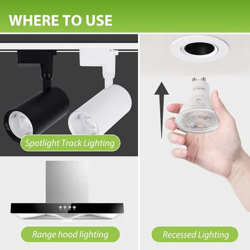 Miniatura 6 de GEPLAD Paquete de 6 bombillas LED GU10 regulables 6W 582LM, reemplazo de halógeno de 50W, foco de 38 grados 2700K blanco cálido para cocina, campana