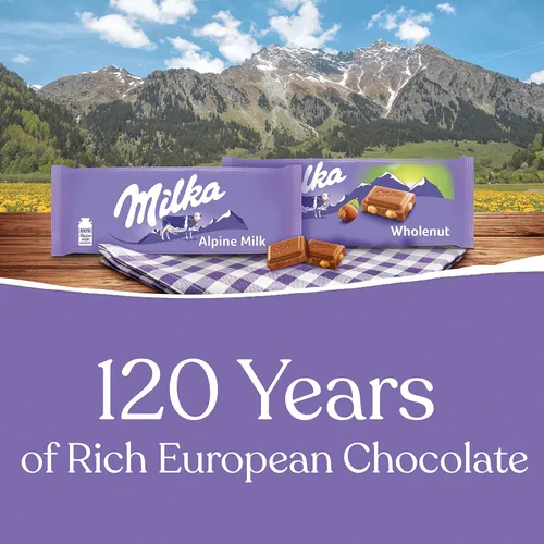 Miniatura 5 de Milka - Paquete variado de barras de chocolate europeas, chocolate con leche alpino y chocolate integral con avellana, 10 barras de 3.52 onzas