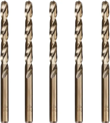 Miniatura 14 de Paquete de 5 brocas helicoidales de 1/2 pulgada para acero inoxidable, acero cobalto M35, longitud de trabajo, flauta de doble torsión, punta