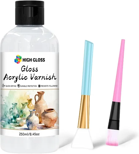 Barniz acrílico brillante con bomba, sellador transparente de alto brillo para pinturas acrílicas, secado rápido, a base de agua, no tóxico,