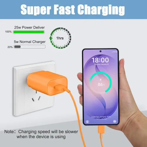 Miniatura 60 de Cargador USB C, carga rápida súper rápida de 25 W tipo C y cable de carga USB C de 6,6 pies para Samsung Galaxy S25/S25 Ultra/S25+/S24/S24