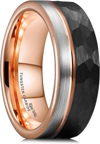 Miniatura 104 de King Will Anillo de boda de carburo de tungsteno para hombre con diseño de ranura, 6/7/0.315 in de ancho, acabado cepillado/pulido para hombre