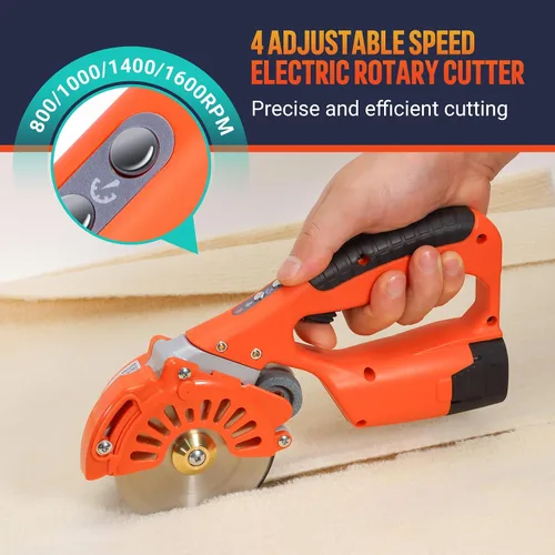 Miniatura 3 de VLOXO Tijeras rotativas eléctricas inalámbricas, cortador de tela eléctrica, tijeras de tela giratorias recargables, cortador eléctrico de velocidad