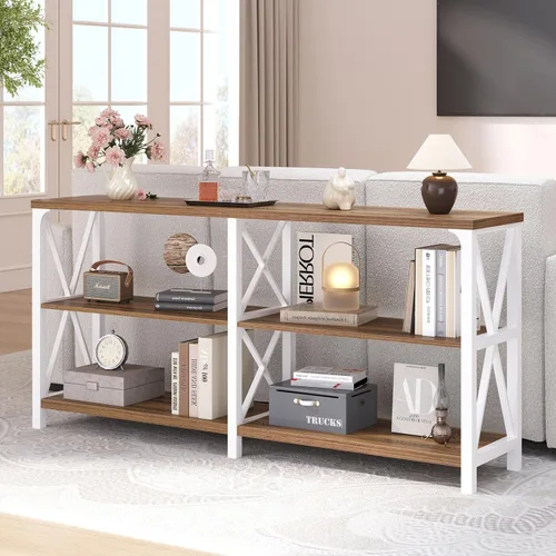 Miniatura 13 de LVB - Mesa de sofá de estilo granja, mesa consola rústica para sala de estar, mesa de entrada con almacenamiento, mesa de entrada para vestíbulo