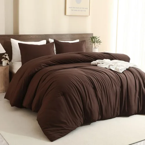 Miniatura 9 de Paxrac - Juego de edredón y funda de almohada beige - Tamaño individual/individual XL, juego de 2 piezas color crema, ropa de cama ligera y neutra