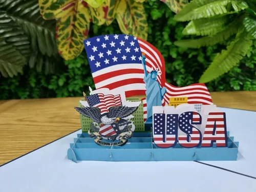 Miniatura 4 de Rykamia Blank USA Pop Up Card, Regalo de ciudadanía estadounidense, Regalo para un nuevo ciudadano estadounidense, Felicitaciones por convertirse