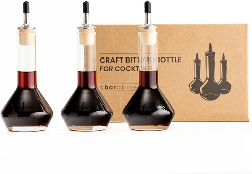A Bar Above Botella de Bitter, Diseño Clásico, Botellas de Vidrio Pequeñas, para Añadir Bitters a Cócteles, con Pico Vertedor de Acero Inoxidable y