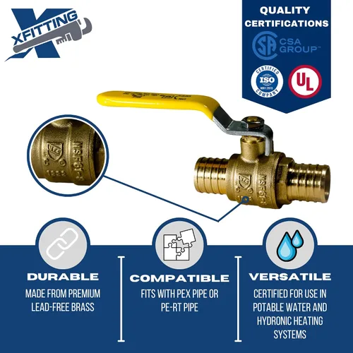 Miniatura 6 de XFITTING 10 Piezas Válvula de Bola Pex de 1", 23-1-1=10X (10 Paquetes)
