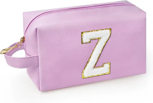 Miniatura 27 de Bolsa de maquillaje personalizada con inicial con asa, bolsa de cosméticos de preparación con bolsillo interior con cremallera, 8, 9, 10, 11, 12