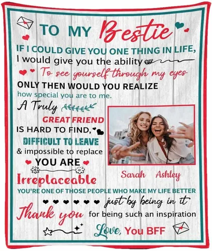 Miniatura 33 de Manta de franela suave personalizada para BFF con 6 fotos, tamaño de manta de 30 x 40 pulgadas