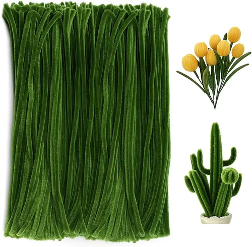 Miniatura 9 de 100 piezas de limpiadores de tuberías para manualidades navideñas verde oscuro, limpiadores de tuberías a granel 0.23"X12" tallos de chenilla