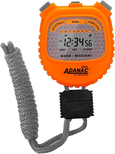 Marathon Adanac - Temporizador digital de cronómetro 3000, color naranja neón, alta precisión hasta 1/100 segundos, resistente al agua, al polvo y a
