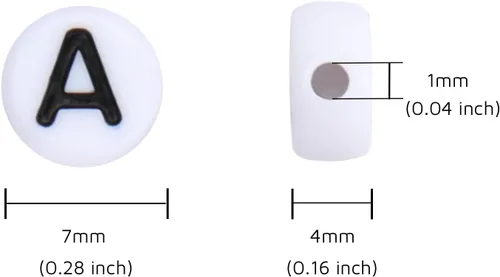 Miniatura 3 de 100 cuentas de letras – Cuentas redondas blancas del alfabeto acrílico de 0.16 x 0.27 pulgadas para hacer joyas, pulseras, collares y llaveros