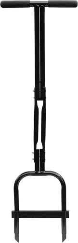 Gardzen Aireador de césped de dientes huecas de mano, aireador resistente para suelos y césped compactos, 35 x 11 pulgadas, color negro