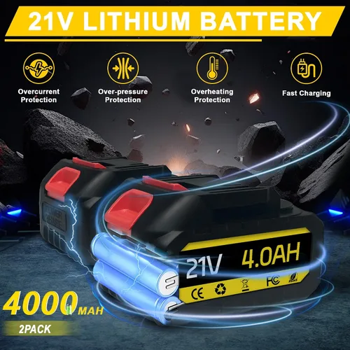 Miniatura 2 de Motosierra eléctrica inalámbrica, motosierra de 12 pulgadas para batería Makita de 18 V, incluye 2 baterías de 4000 mAh y cargador, sierra de cadena