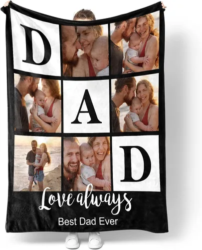 Miniatura 11 de Manta personalizada con texto en imagen, manta personalizada para papá, novio, mantas de franela personalizadas para papá, regalos de esposa, hija