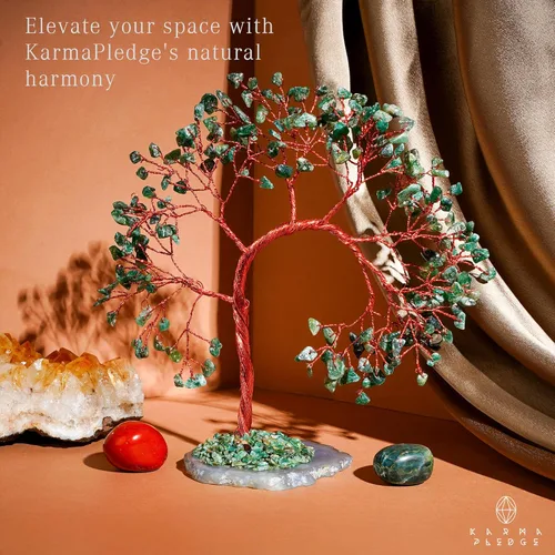 Miniatura 5 de Árbol de la Vida de Cristal de Aventurina Verde, Árboles de Cristales Curativos de 7 Chakras, Árbol Bonsái de Dinero Hecho a Mano, Decoración Feng