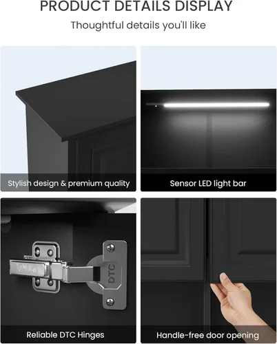 Miniatura 8 de HAIOOU Armario de Pared para Baño con Luz LED con Sensor de Movimiento, Gabinete de Medicina de Madera Montado en Pared, Gabinete de Almacenamiento