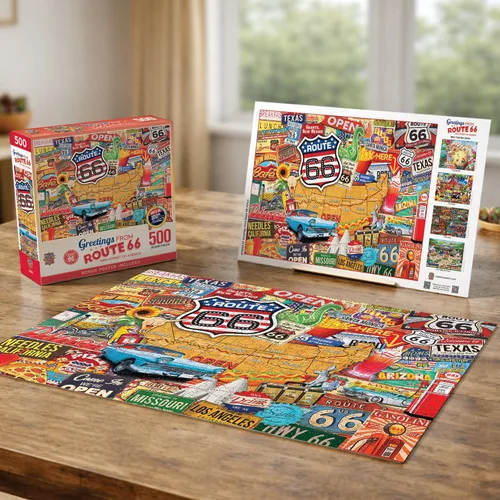 Miniatura 7 de MasterPieces Rompecabezas de 550 piezas para adultos y familia, saludos desde la ruta 66-18 x 24 pulgadas