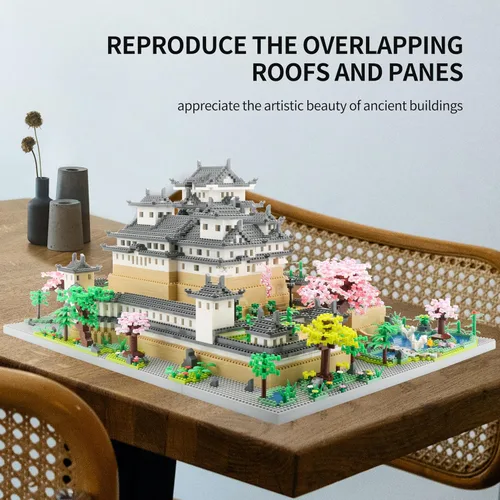Miniatura 4 de Juego de micro bloques de construcción del castillo Himeji de Japón, colección de monumentos de arquitectura, 10080 piezas, regalo coleccionable