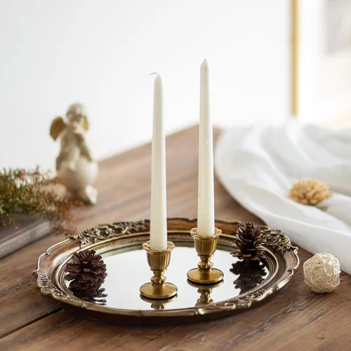 Miniatura 3 de Portavelas de estilo victoriano de latón en forma de cono - Romadedi dorado para velas cónicas, estilo victoriano para centro de mesa, recepción