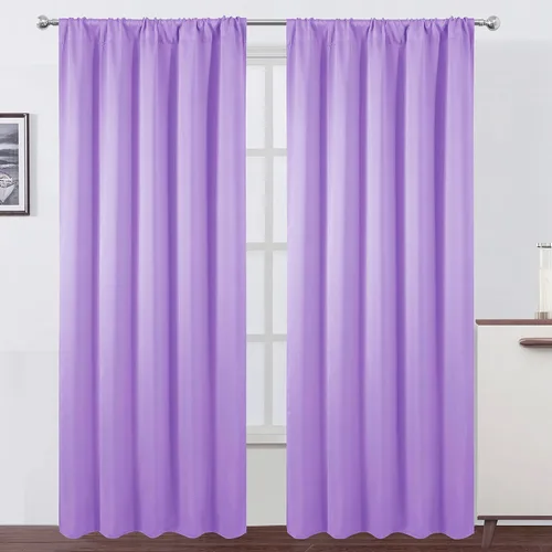 Miniatura 98 de LEMOMO Cortinas opacas negras para cocina, 42 x 45 pulgadas, juego de 2 paneles de cortinas opacas con bolsillo para cortinero para ventana pequeña