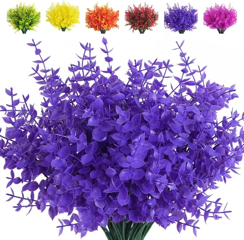 Miniatura 65 de RECUTMS - Flores artificiales, plantas artificiales, resisten los rayos ultravioleta, arbustos sintéticos, para interior y exterior, maceta