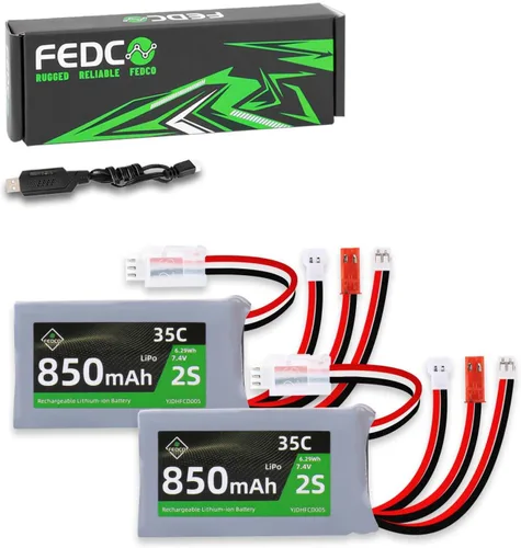 Batería Lipo de 7.4V 2S 35C 850mAh recargable JST&PH2.0 y MX2.0 y MJ conector de enchufe con cargador USB para SCX24 CR18P FCX18 FCX24 RC Crawler