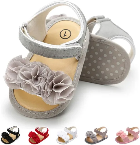 Timatego Sandalias de verano para bebés y niñas con suela suave de flores, zapatos de vestir para cuna, recién nacidos, para recién nacidos, para