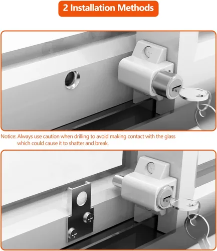 Miniatura 4 de Cerradura, paquete de 2 cerraduras de ventana de puerta corredera, cerradura de llave a presión, cerraduras de puerta de patio para el hogar