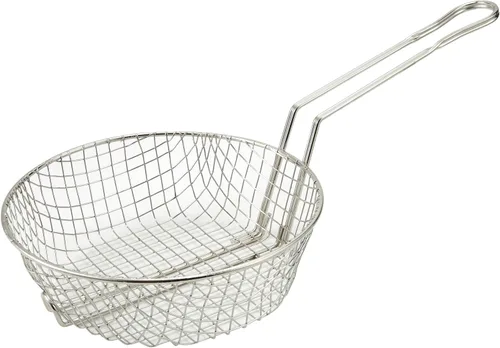 Winco Cesta culinaria, 8 pulgadas de diámetro, malla gruesa, mediana, níquel