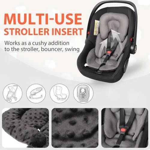 Miniatura 5 de Inserto para asiento de automóvil infantil, cojín reversible 2 en 1 para asiento de automóvil para recién nacido, soporte para la cabeza y el Negro