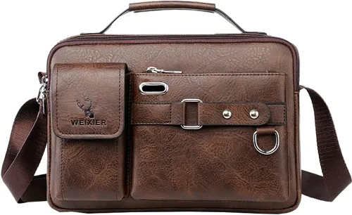 Tellrain Maletín de negocios para hombre, bolsa de mensajero de piel sintética, bolsa de viaje de oficina para negocios, viajes y escuela
