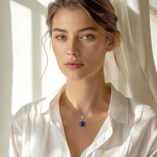 Miniatura 33 de 925 Sterling Silver Gemstone Necklace Women - Gemstone Pendant Necklace Silver- Birthstone Necklace - Silver Jewelry for Women- Minimalist Jewelry